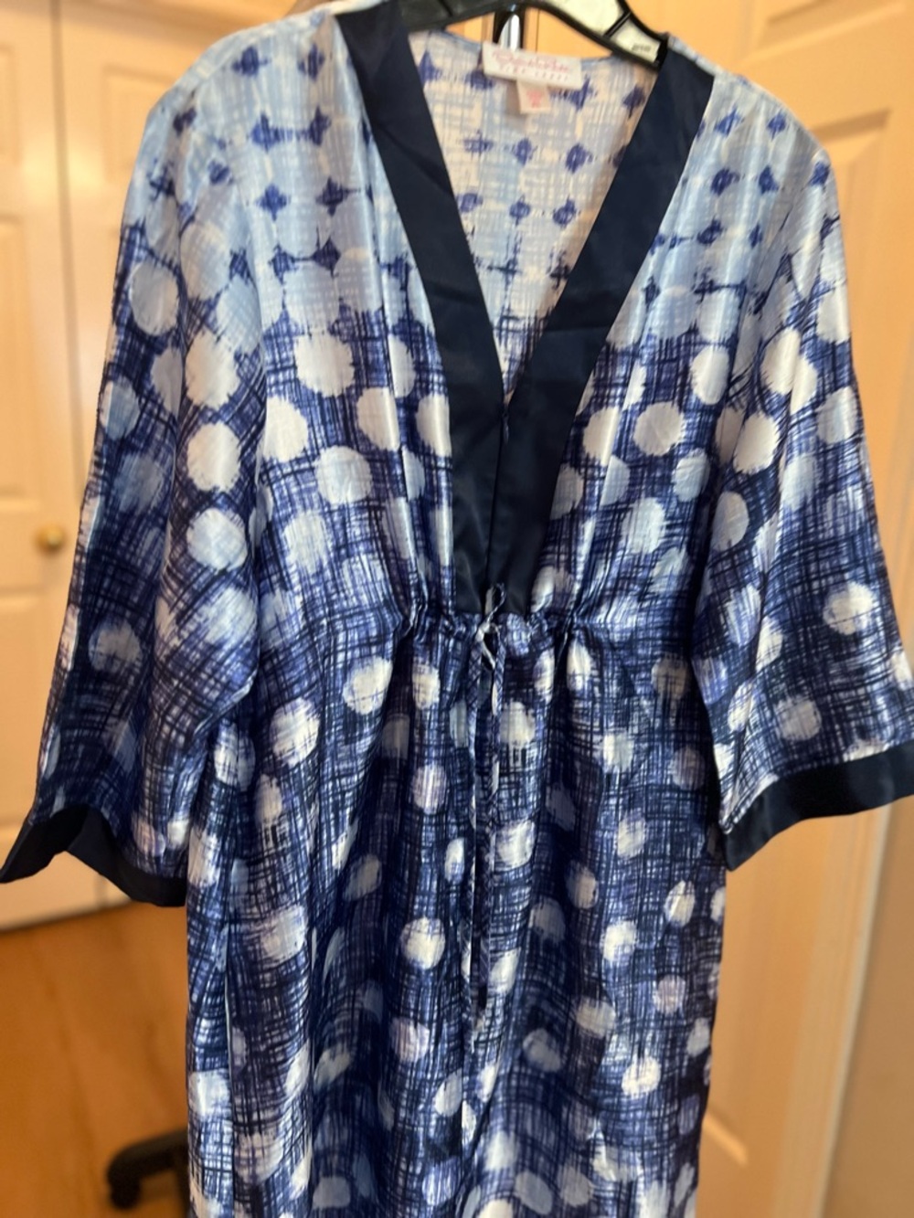 Oscar de la Renta Blue and White Patterned Dress - Picture 2 of 10